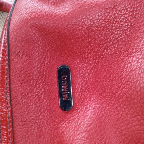 Mimco Lipstick Red Button Leather Shoulder Bag - Picture 3 of 6